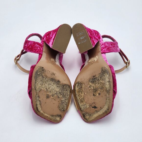 Dries Van Noten Pink Velvet Sandal Heels Size 37.5 EU - Picture 7 of 12